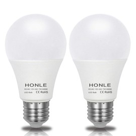 Honle E26 E27 LED 12-24V AC/DC Low Voltage 7W Daylight White 6000k Standard Edison Base 60W Halogen Bulb Equivalent for Rv Off Grid Solar Panel Project Lighting Boat Garden Landscape Pack of 2