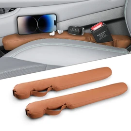 Homaupt Leather Car Seat Gap Filler Universal for Car Truck SUV to Block The Gap Between Seat and Console Stop Things from Dropping 2 Packs Tan