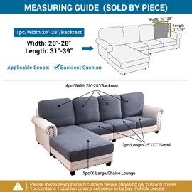 Deep Dream Backrest Covers for 3 Cushion Couch Sofa Stretch Sectional Couch Cover for Dogs Pet L Shaped Sofa Slipcover, Dark Gray Width 20-28 inches