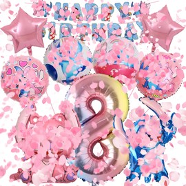 OSOFREE Pack of 10 Balloons Birthday Set 8 Years Girls, Birthday Decoration Balloons, Birthday Party Decoration Balloons Set for Children (8)