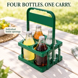 4 Bottle Beer Carrier with Handle – Foldable Reusable Drink Holder for Beer Bottles Parties BBQ Camping and Gatherings