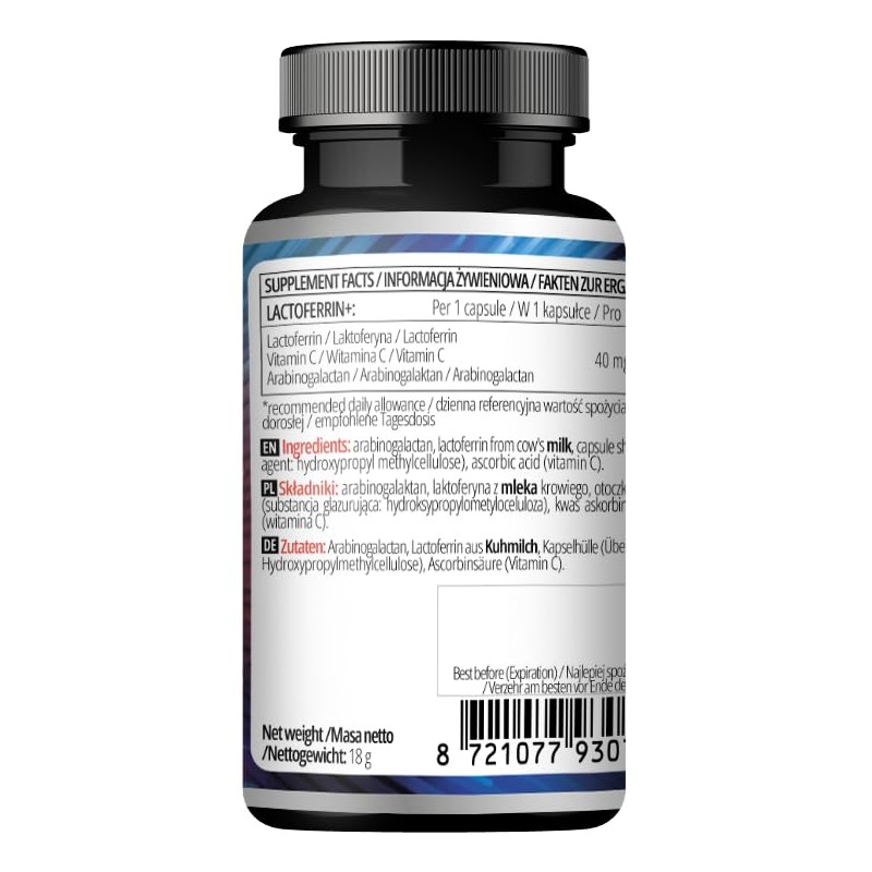Lactoferrin+ 100 mg - with Vitamin C and Arabinogalactan -