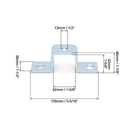 QWORK Steel Electrogalvanized U-Shaped Strut Connector Brackets, 5 Hole Design, 12 Pack 1-5/8" Inner Height, Ideal for Fastening and Mounting in 1-5/8" Strut Channel