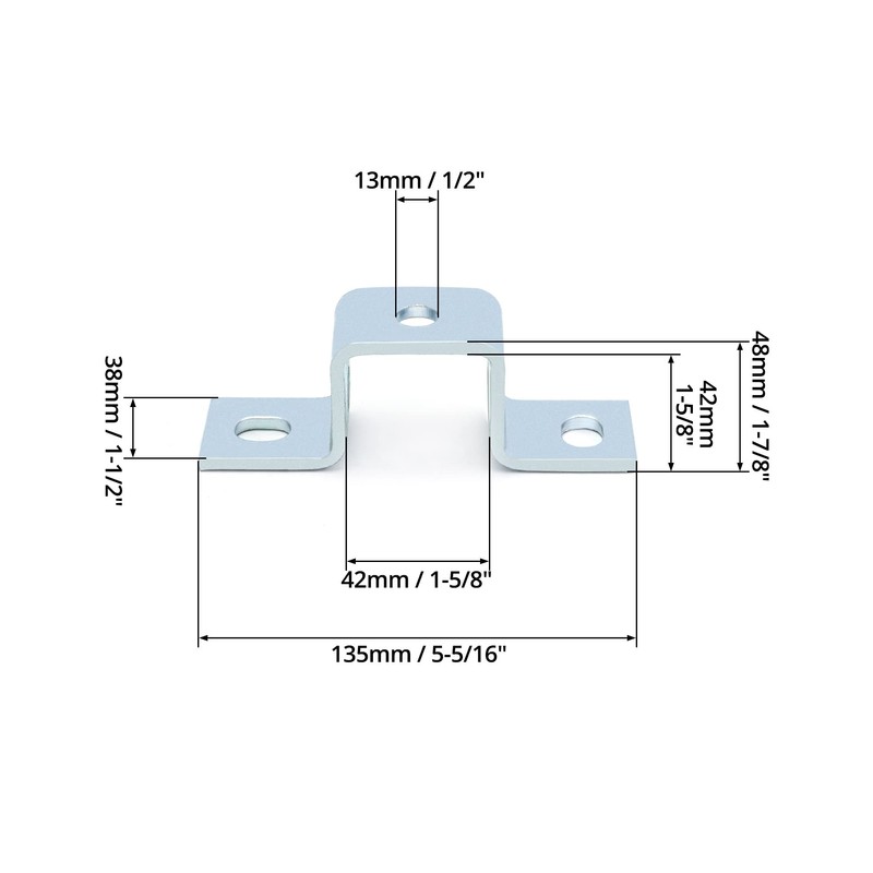 QWORK Steel Electrogalvanized U-Shaped Strut Connector Brackets, 5 Hole Design,