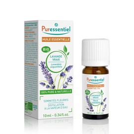 Puressentiel Olio Essenziale di Lavanda Vera – 100% Puro e Naturale – OEBBD – Olio Essenziale Botanicamente e Biochimicamente Definito – Agricoltura Biologica – Vegan e Cruelty Free – 10 ml