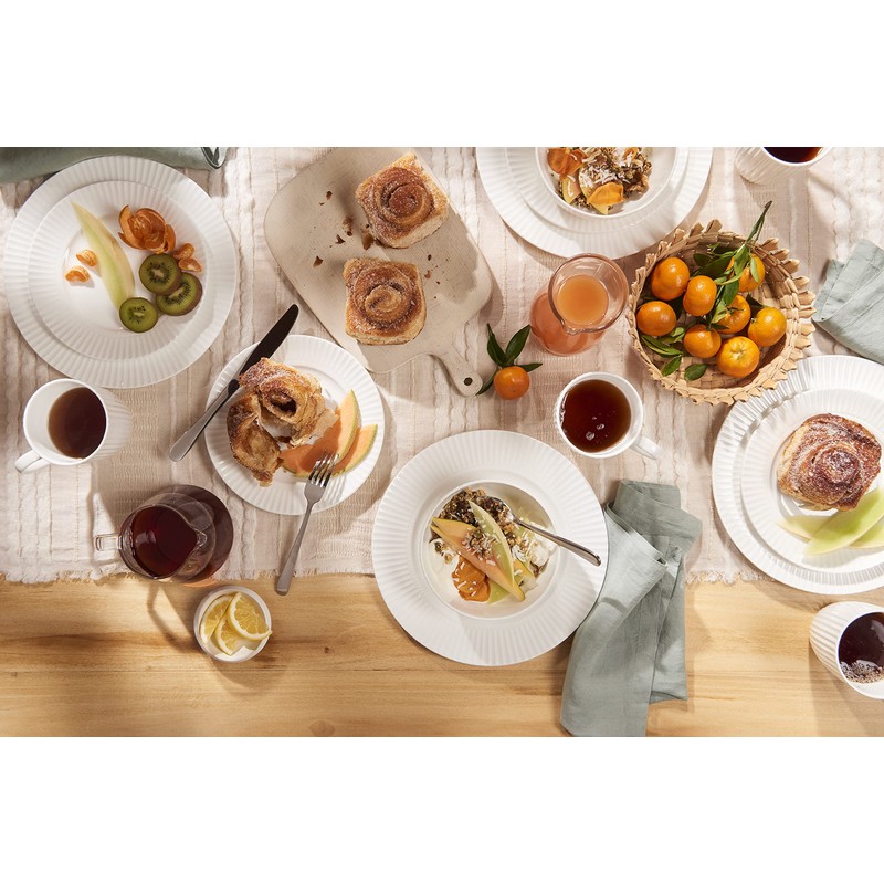 QOUTIQUE Bone China Dinnerware, 20PC Set, Service for 4, White