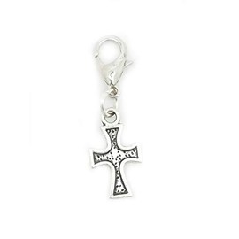 JewelleryJoy Cross Religious Sign Clip On Lobster Clasp Charm in Organza Gift Bag