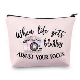 MBMSO Photographer Makeup Bag when Life gets Blurry Adjust Your Focus Photography Lovers Gifts Inspirational Gifts, Focus Photographer pink, medium,