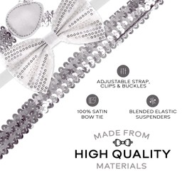 Man of Men - Premium Sequin Bow Tie & Suspenders Set (Silver)