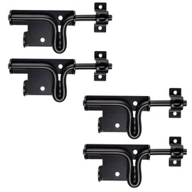 Slide Bolt Gate Latch for Wooden Fence Outdoor Gate Latch Lock with Padlock Hole, Heavy Duty Sliding Fence Door Lock, Black Barrel Bolt Latches for Wood Vinyl Fence,Gate Hardware for Barn Shed,4 Pack