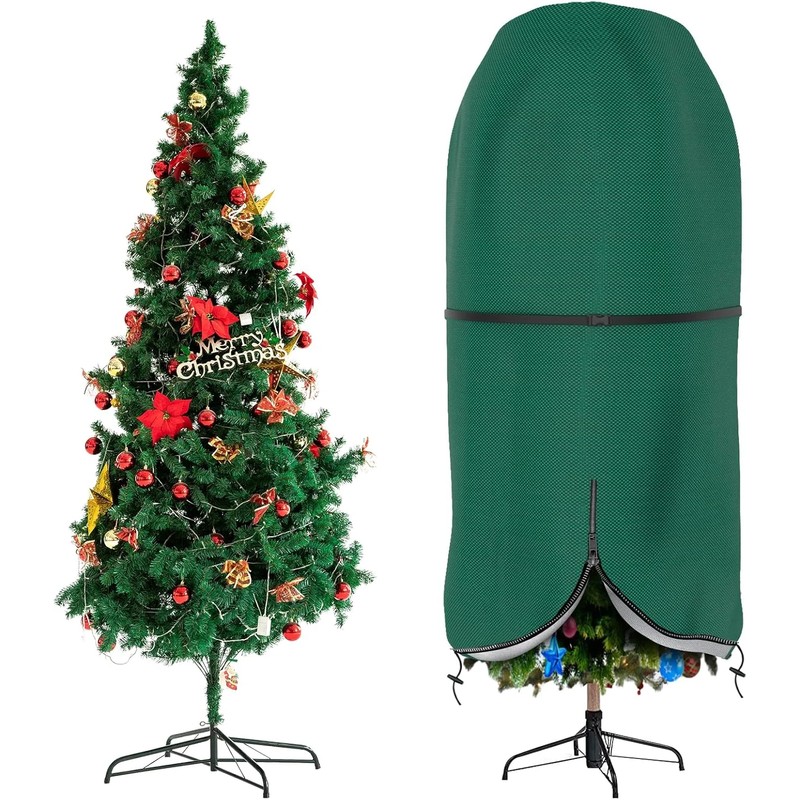 Upright Christmas Tree Storage Bag with Adjustable Straps, Zipper &