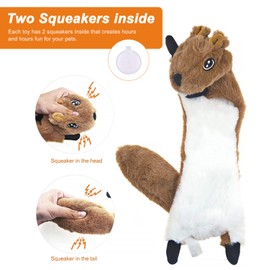 Dog Squeaky Toys,3 Pack No Stuffing Squeaky Plush Dog Toy,Durable Plush Cute Animals Natural Puppy Toys for Teething Pet Toys Squeak for Boredom