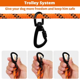 Dog Tie Out Cable for Camping - 50ft/70ft/100ft Portable Reflective Overhead Trolley System for Dogs up to 300lbs - Dog Lead for Yard Camping | Parks | Outdoor Events