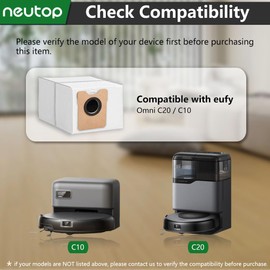 Neutop Replacement Dust Bags Compatible with eufy Omni C20, Robot Vacuum Replacement Parts Accessories Disposable Bags, 12-Pack