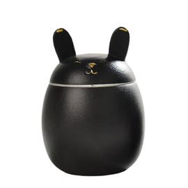 Miss-u-Alr Black Porcelain Bunny Pet Urn – Ceramic Rabbit Cremation Urn for Ashes, Small Memorial Sized 2.9''x4.1'', Strong Sealing Well Design, Decorative Display Urn for Doggo, Kitty or Fur Baby