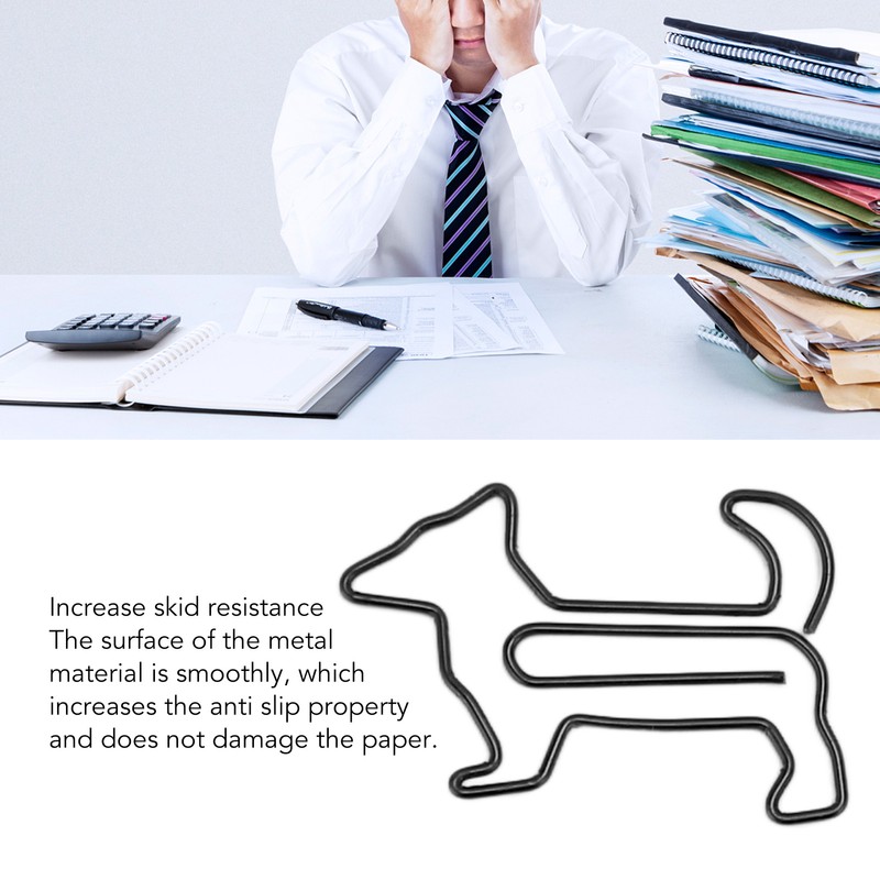 100pcs Dog Shape Paper Clips Creatively Cute Plated Metal Bookmark