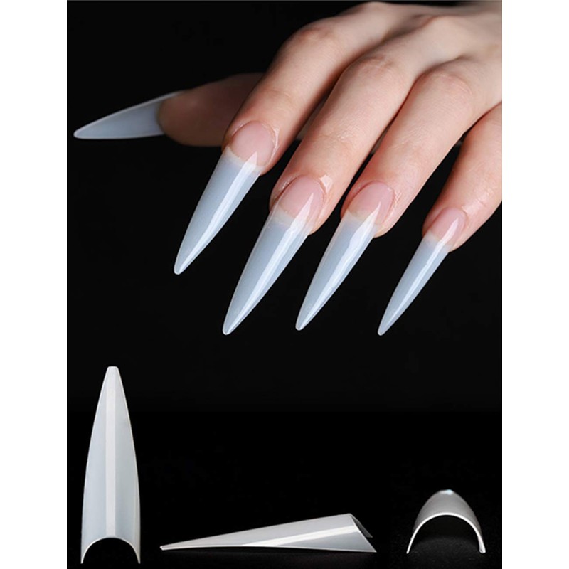 YIMART 500pcs Acrylic Medium Long Stiletto Nail Tips Easy Coffin