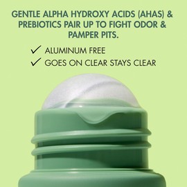 Ban Invisible Roll-On Aluminum-Free AHA Deodorant for Women and Men, Aluminum Free, 48-Hour Odor Protection, Unscented, 2.3 Oz