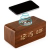 Tookss Wooden Digital Alarm Clock FM Radio with Wireless Charging,Adjustable