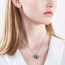 Unbranded "I Love You Forever" Silver Heart Crystal Pendant Necklace Wife Daughter Mom N8 - W/Pouch