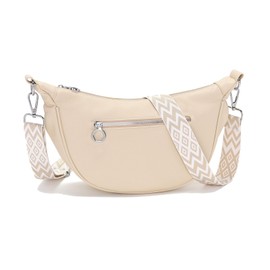 Vezluax Waterproof Shoulder Bag Women's Bum Bag Women's Stylish Half Moon Bag Fabric Crossbody Bag with Multiple Inner Compartments, beige, Utility