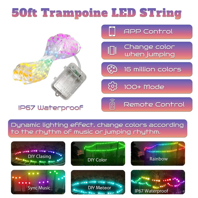 Neisouf 2 in 1 Battery Trampoline Lights