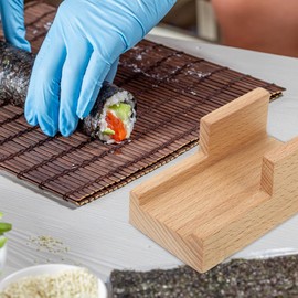 Angoily Japanese Style Wooden Sushi Rack - Flat Slot Taco Holder for Sushi, Sashimi, and Sea Urchin - Perfect for Home, Restaurant, and Parties