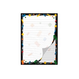 Writing Paper Set Writing Pad Lined with Envelope for Girls Boys Children Adults Unisex Building Blocks Colourful Black (1 Pad A5 with 25 Sheets + 15 Matching Printed Envelopes)