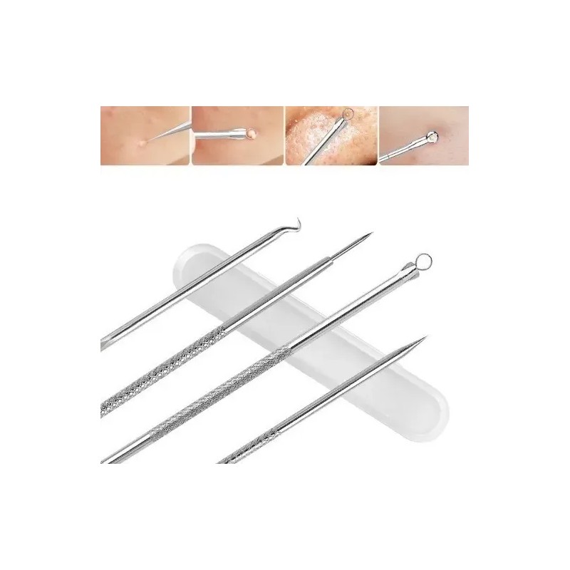 Kit Sacacomedones Remover Espinillas Y Puntos Negros 4 Pzas