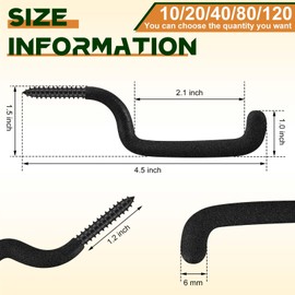 Amylove 10 Pcs Bow Hangers for Tree Stand Bow Hooks for Hunting Archery Bow Hunting Accessories Tree Stand Accessories Bow Gear Holder Screw in Accessory Hook Hunting, 4.5 x 1.5 Inch (Black)