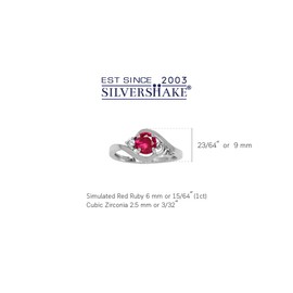 Silvershake Synthetic Ruby Red and White Cubic Zirconia Gold Plated 925 Sterling Silver Engagement Ring Size 7.5