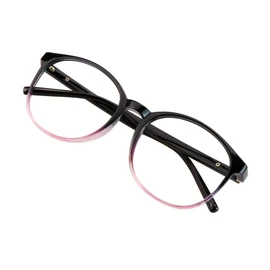 Gafas de bloqueo de luz azul con bisagra de resorte para mujeres/hombres, antifatiga visual, lectura de computadora, anteojos de TV, elegante marco ovalado, anti UV, antirreflejo (negro morado, sin aumento)