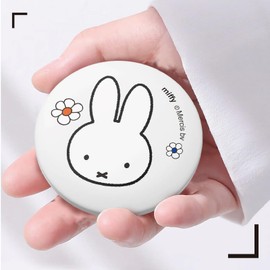 Miffy Handheld LED Makeup Mirror, Foldable 2-Side 1x/10x Magnification,Pocket Small Lighted Mirror for Travel, Rabbit Shape (Pure White)