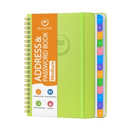 Address Book with Alphabetical Tabs-Address and Password Book for Seniors - Hardcover Spiral Bound Phone Book- Record Contacts,Website Login Passwords, Special Days -5.7" x 7.7", Grass Green