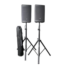 Gator Frameworks Rok-It Series Set of Lightweight Aluminum Tripod Speaker Stand with Carry Bag, Dual-diameter 35mm to 38mm Pole and Supports up to 120 lbs (RI-SPKRSTDSET-200-AL)