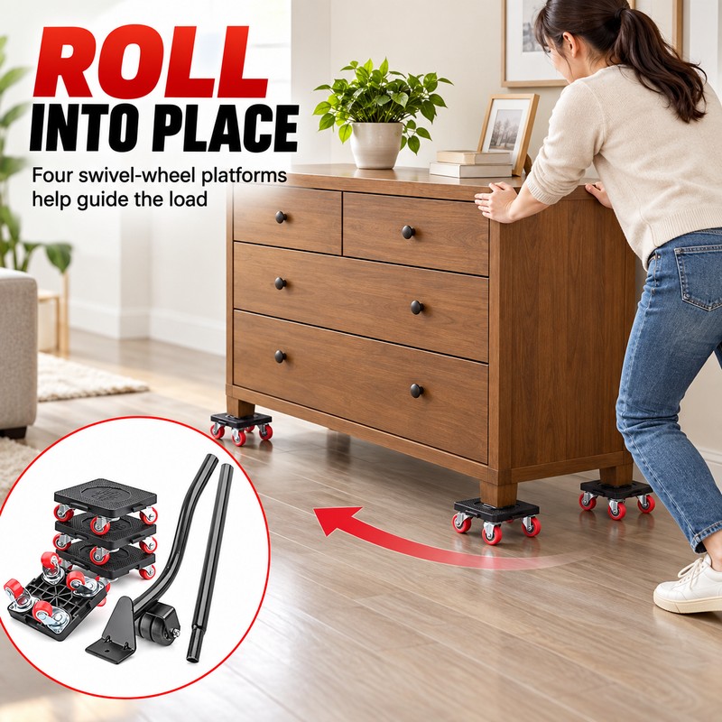 6-Piece Furniture Mover Tool Set with Lifter, Extension Bar and