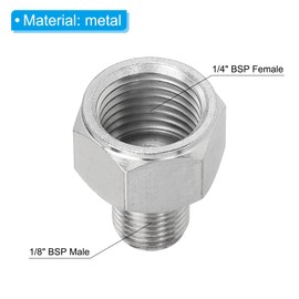 PATIKIL 1/8 to 1/4 Air Brush Hose Adapter, 1PCS 1/8" BSP Male to 1/4" BSP Female Fitting Conversion Adapter Nipple Metal Connector for Air Compressors
