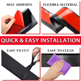 Vinyl Wall Base Baseboard Molding Trim 4" Flexible Self Adhesive Rubber Wall Base Moulding Trim Peel and Stick Design, 4 Inch x 40 Feet, Black