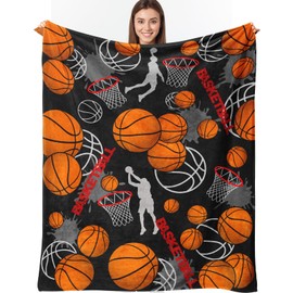 HUGTAIL Basketball Gifts for Boys，Basketball Blanket ，Basketball Team Gifts，Basketball Coach Gifts，Basketball Blanket Gifts，Basketball Team Basketball Lover Gifts for Kids Teens Adults 50"x40"