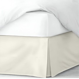 Pleated Bed Skirt Full Size, 18" Drop with Platform Design for Secure Fit, Split Corners, Wrinkle-Resistant Microfiber for Modern Stylish Look, Tailored Bedding for Hotel Luxury - Ivory