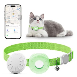 GPS Cat Tracker, Pet Tracker for Cats with Breakaway Cat Collar, Compatible with Find My App(iOS Only), No Monthly Fee (Light Green)