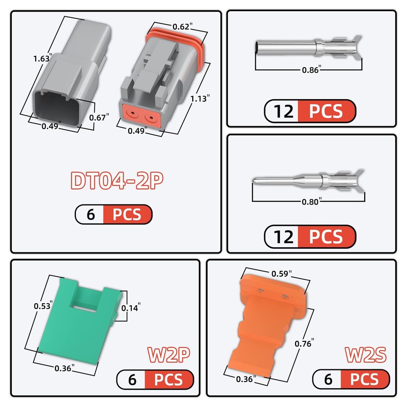 Deutsch Connector Kit, 48Pcs 6 Kits Deutsch Connector Kit with