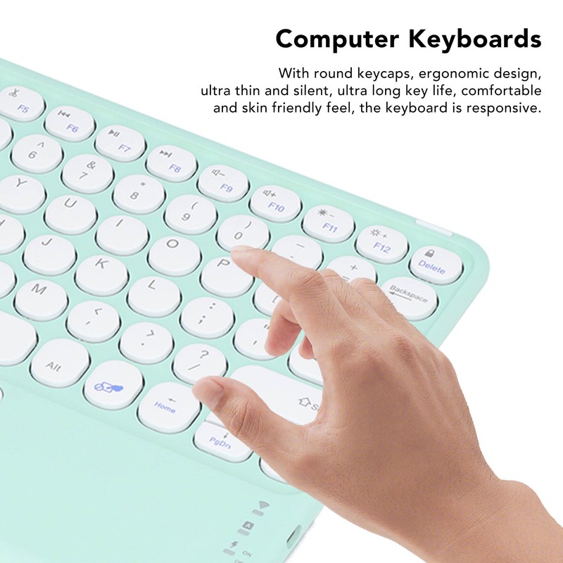 Touch Wireless Keyboard Round Keycaps Ergonomic Design Ultra Thin Smart