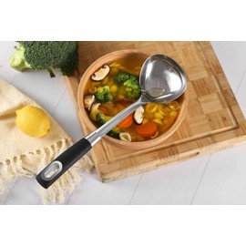 Royal Cuisine Stainless Steel Soup Ladle Spoon with Soft Grip Handle, 35.5cm (Ladle)