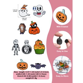 KitBeads 10Pcs 10 Styles Pumpkin Enamel Pins Skull Ghost Gothic Brooches Potion Bottle Bat Lapel Pins for Jewelry Making Clothings Bags Crafts Bulk