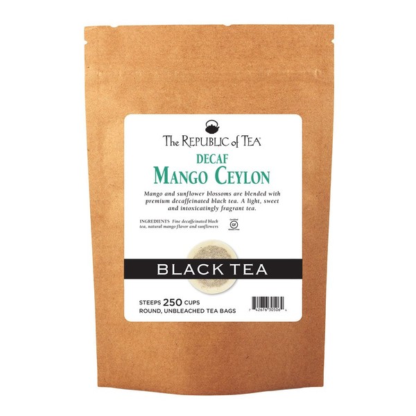 The Republic of Tea Decaf Mango Ceylon Black Tea, Refill Pack of 250 Tea Bags