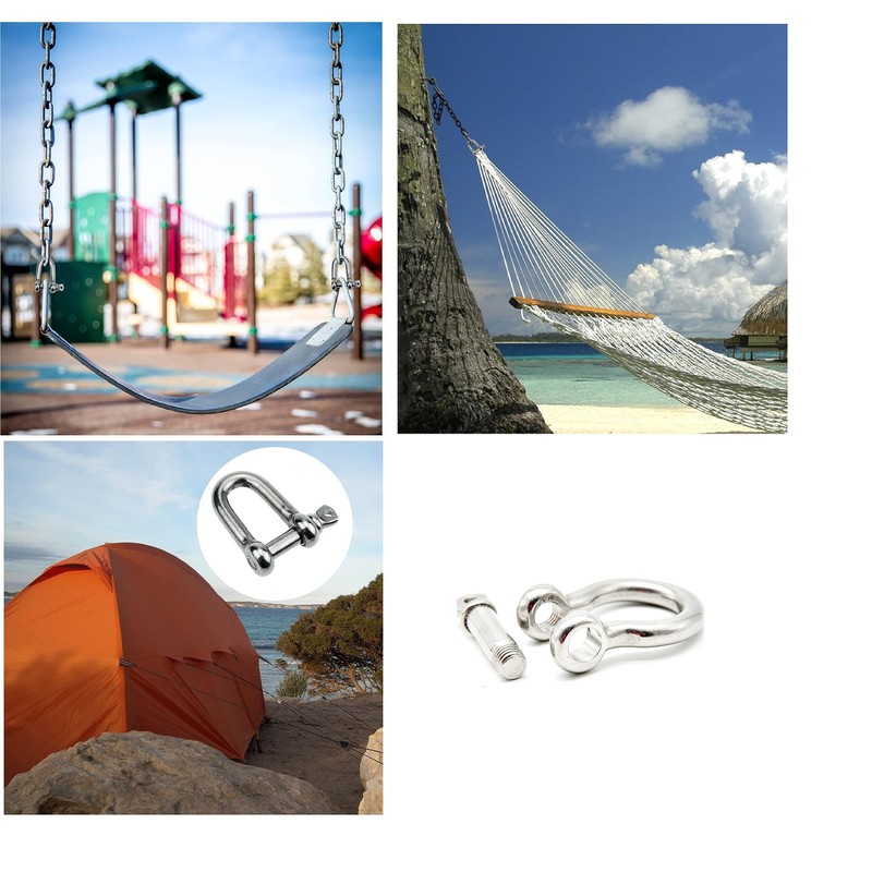 Unifizz M6 D Shackle Heavy-Duty,D Shackle,Durable D-Type Load-Bearing Hook Ring