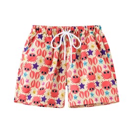 DOOVID Traje de baño para niños, pantalones cortos de natación para bebés y niños, lindos trajes de baño de dibujos animados para niños pequeños, Cangrejo - Bolsillos, 3 Años/4 Años