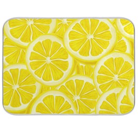 Yellow Lemon Dish Drying Mat for Kitchen Countertops Sinks Drying Mat Absorbent Heat Resistant Dishes Drainer Pad 18 x 24 Inch