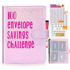 AMLEBE 100 Sobres de Ahorro de Dinero, Carpeta Reutilizable A5 con Sobres para Dinero en Efectivo, Organizador de Gastos de Dinero Fácil y Divertido para la Oficina, el Hogar y la Escuela